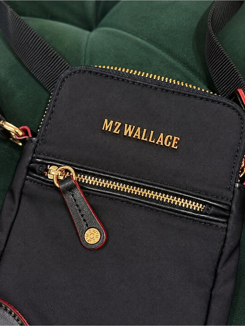MZ Wallace Black Nylon Crossbody Bag Gold Hardware